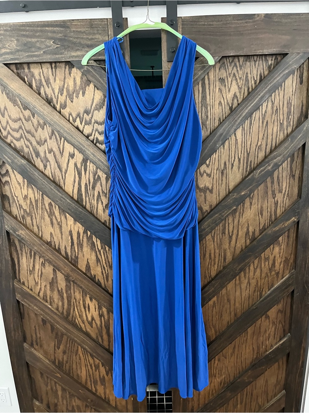 Draped Royal Blue Maxi Dress - Sleeveless Evening Gown